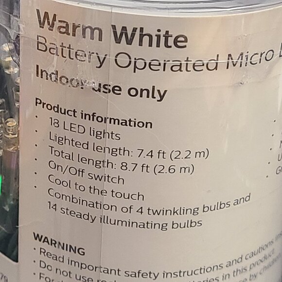 New Philips Twinkling LED Micro Lights Warm White Strings Battery Operated - Picture 5 of 8